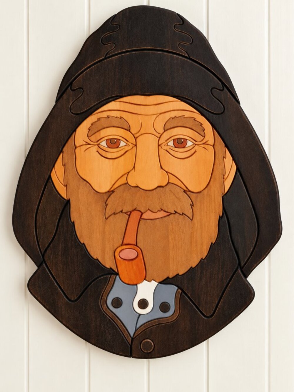 Vintage Folk Art Fisherman Wooden Wall Hanging Plaque Nautical Rustic Maritime